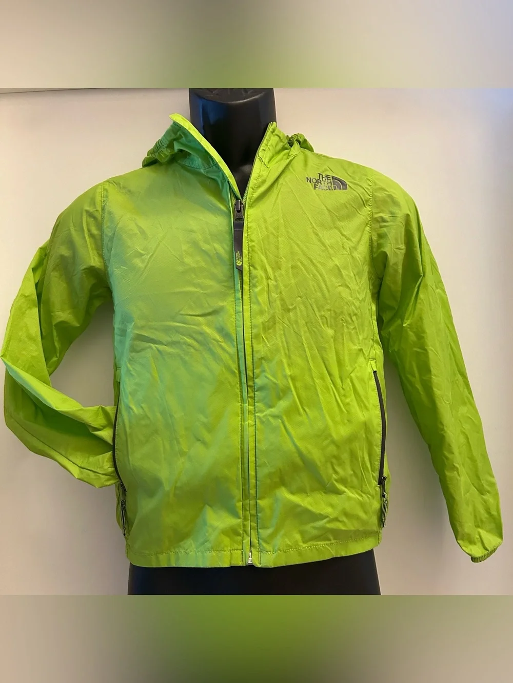 The North Face Kids Lime Green Hooded Windbreaker Jacket